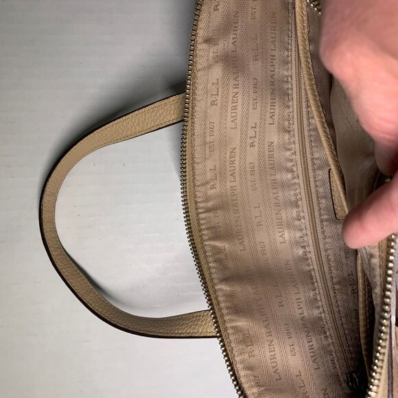 Lauren Ralph Lauren Amberly Dome Floral Satchel Tan/White - Picture 16 of 16